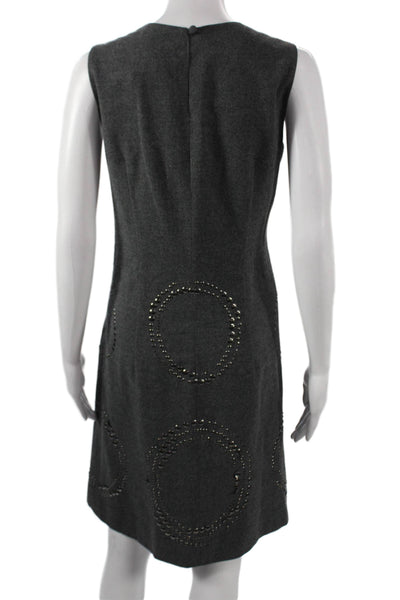 Etcetera Womens Shift Dress Gray Sleeveless Round Neck Knee Length Size 4