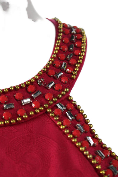 Laundry by Shelli Segal Women Halter Dress Red Geometric Sleeveless Size 4