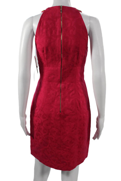Laundry by Shelli Segal Women Halter Dress Red Geometric Sleeveless Size 4