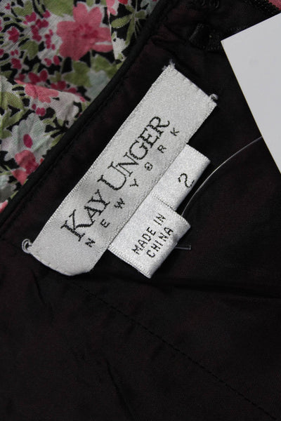 Kay Unger Womens Wrap Dress Multicolor Floral Halter Cotton Knee Length Size 2