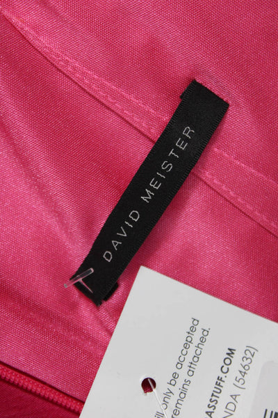 David Meister Women Pink Satin V-Neck Sheath Dress Knee-Length Size 2