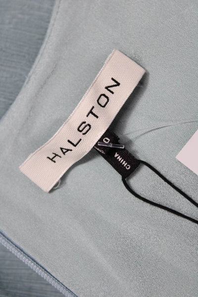 Halston Women Shift Dress Green Round Neck Sleeveless Viscose Zip Size 0