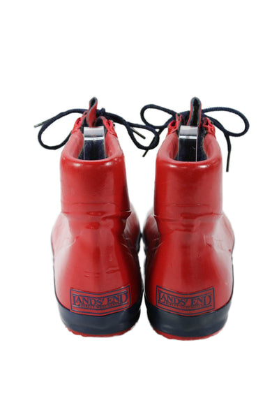Lands End Womens Round Toe Lace Up Ankle Boots Red Size 9