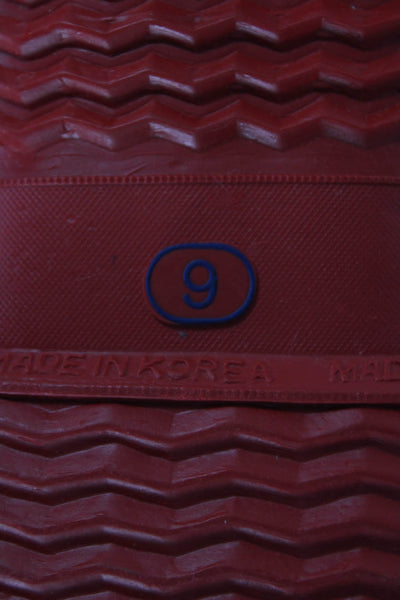 Lands End Womens Round Toe Lace Up Ankle Boots Red Size 9