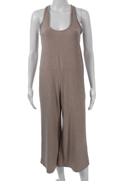 Designer Womens Beige Scoop Neck Sleeveless Jumpsuit Size XS