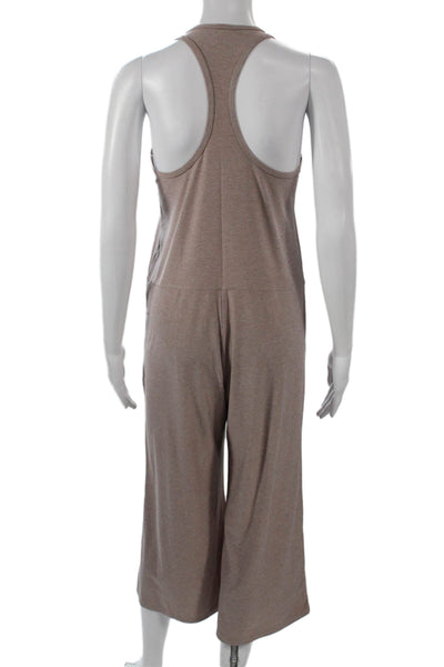 Designer Womens Beige Scoop Neck Sleeveless Jumpsuit Size XS