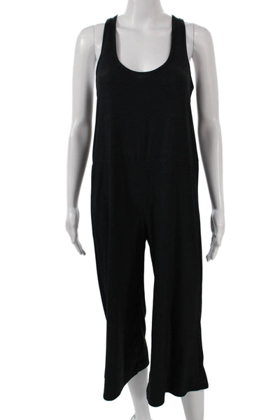Designer Women Jumpsuit Black Polyester Scoop Neck Sleeveless Pullover Size S