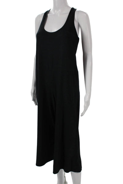 Designer Women Jumpsuit Black Polyester Scoop Neck Sleeveless Pullover Size S