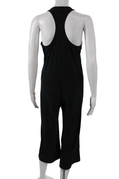 Designer Women Jumpsuit Black Polyester Scoop Neck Sleeveless Pullover Size S