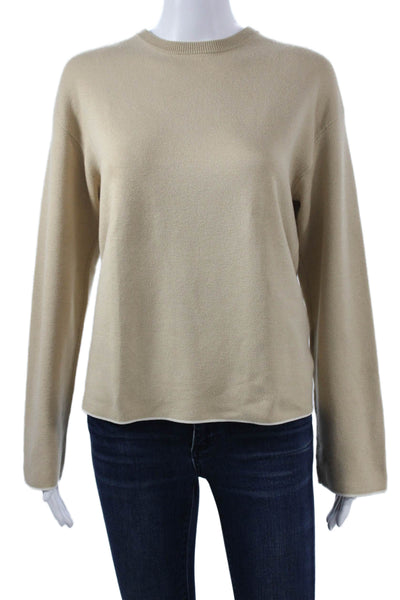La Ligne Womens Silk Crew Neck Pullover Sweater Beige Long Sleeve Size XS