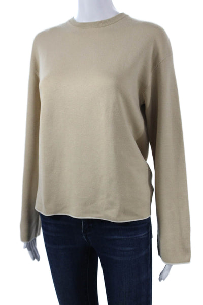 La Ligne Womens Silk Crew Neck Pullover Sweater Beige Long Sleeve Size XS