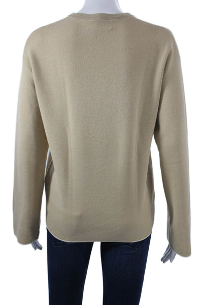 La Ligne Womens Silk Crew Neck Pullover Sweater Beige Long Sleeve Size XS