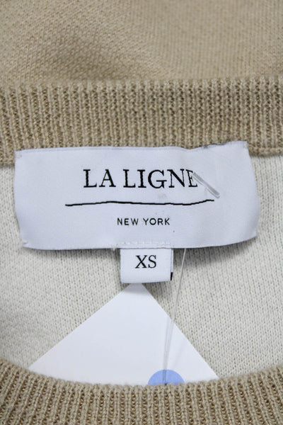La Ligne Womens Silk Crew Neck Pullover Sweater Beige Long Sleeve Size XS