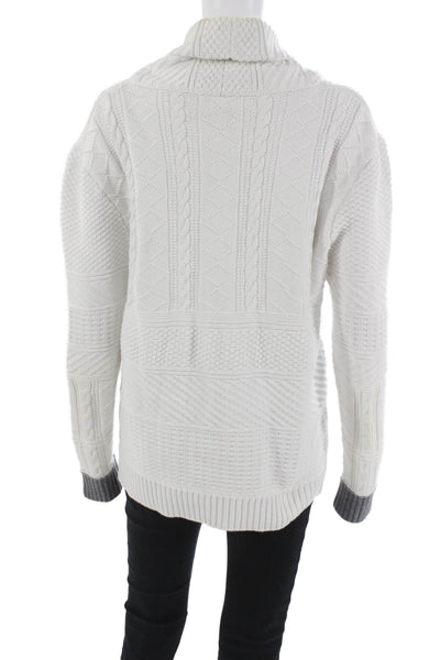 Yigal Azrouel Mens Cardigan White Cotton Collared Geometric Long Sleeve Size M