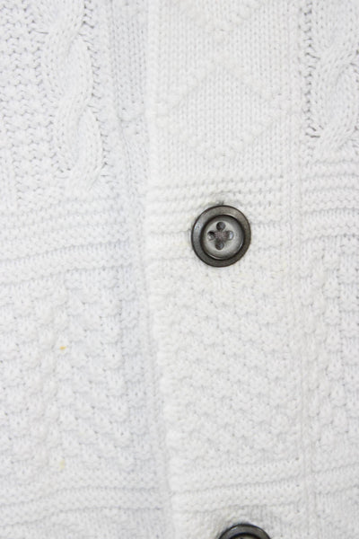 Yigal Azrouel Mens Cardigan White Cotton Collared Geometric Long Sleeve Size M