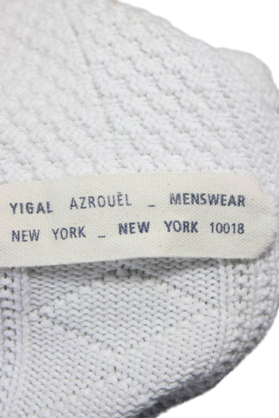 Yigal Azrouel Mens Cardigan White Cotton Collared Geometric Long Sleeve Size M