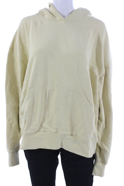 We Wore What Womens Pullover Hoodie Yellow Cotton Long Sleeve Size XL