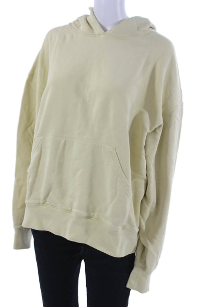 We Wore What Womens Pullover Hoodie Yellow Cotton Long Sleeve Size XL