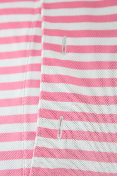Peter Millar Mens Pink Striped Polyester Polo Shirt Short Sleeve Size XL
