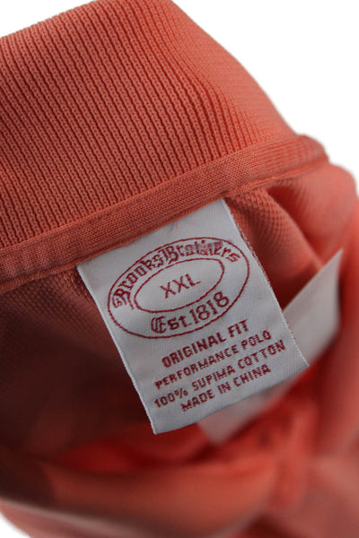 Brooks Brothers Mens Polo Shirt Orange 100% Supima Cotton Short Sleeve Size 2XL