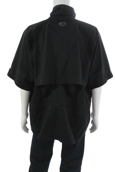 Adidas Men Windbreaker Jacket Black Short Sleeve Zip Polyester Size L