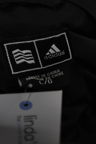Adidas Men Windbreaker Jacket Black Short Sleeve Zip Polyester Size L