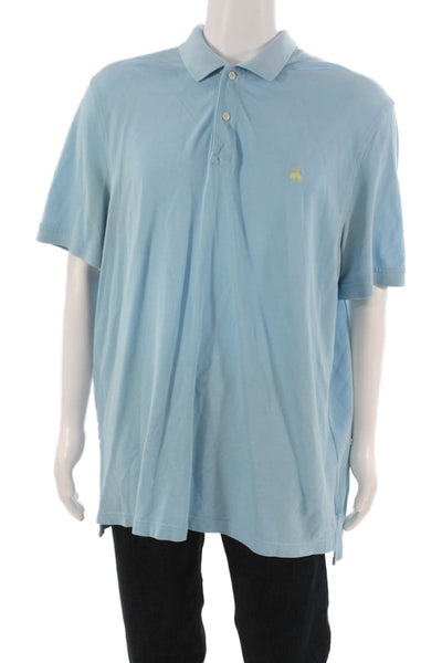 Brooks Brothers Mens Polo Shirt Blue Supima Cotton Short Sleeve Size 2XL