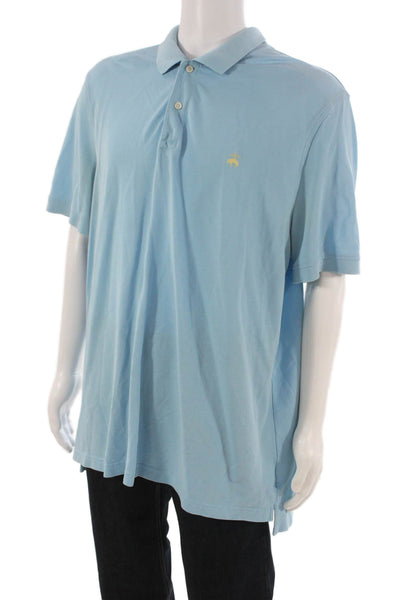 Brooks Brothers Mens Polo Shirt Blue Supima Cotton Short Sleeve Size 2XL