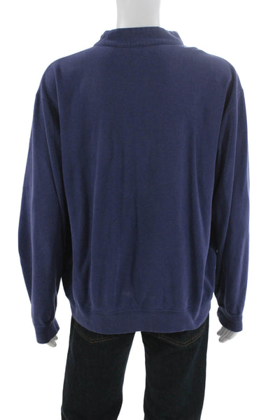 Peter Millar Mens Pullover Sweatshirt Blue Mock Neck Zip Long Sleeve Size 2XL