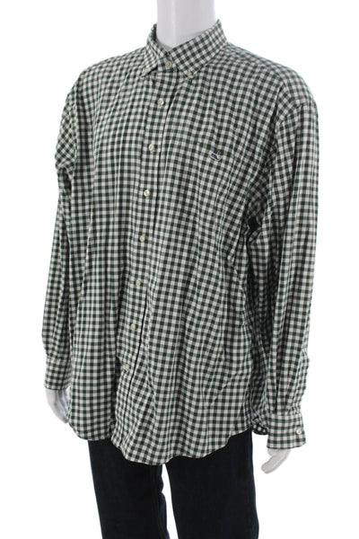 Vineyard Vines Mens Green Check Cotton Button Down Long Sleeve Shirt Size 2XL