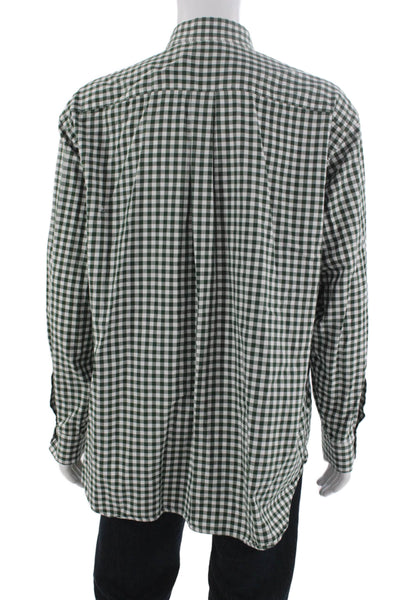 Vineyard Vines Mens Green Check Cotton Button Down Long Sleeve Shirt Size 2XL