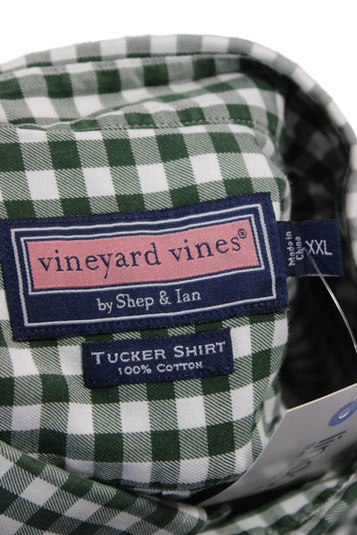 Vineyard Vines Mens Green Check Cotton Button Down Long Sleeve Shirt Size 2XL