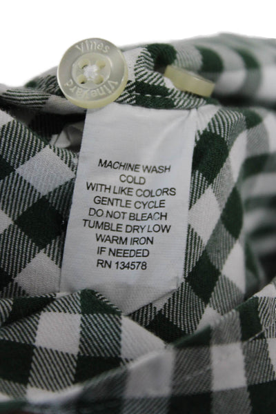 Vineyard Vines Mens Green Check Cotton Button Down Long Sleeve Shirt Size 2XL