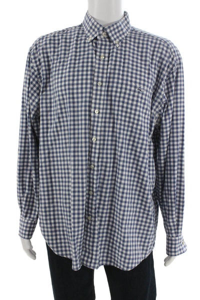 Vineyard Vines Mens Button Down Shirt Blue Check Long Sleeve Size 2XL