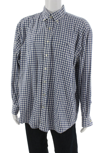 Vineyard Vines Mens Button Down Shirt Blue Check Long Sleeve Size 2XL