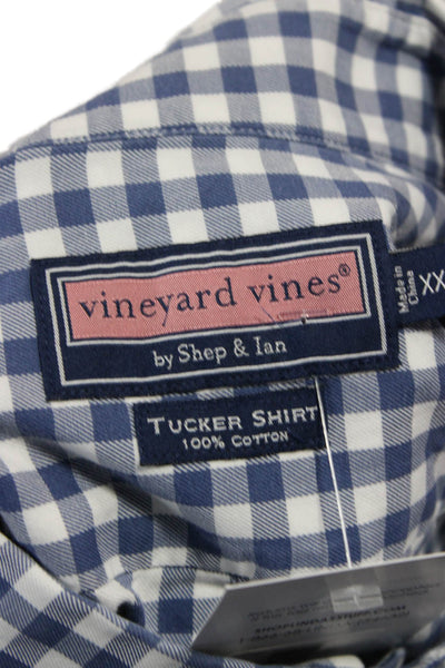 Vineyard Vines Mens Button Down Shirt Blue Check Long Sleeve Size 2XL
