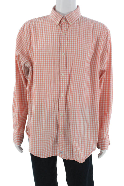 Vineyard Vines Mens Button Down Long Sleeve Orange Check Shirt Size 2XL