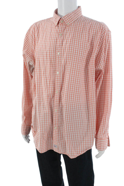 Vineyard Vines Mens Button Down Long Sleeve Orange Check Shirt Size 2XL
