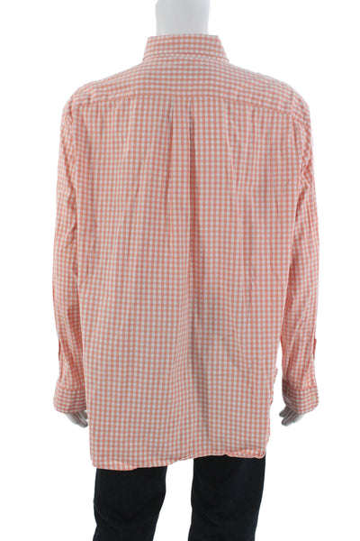 Vineyard Vines Mens Button Down Long Sleeve Orange Check Shirt Size 2XL