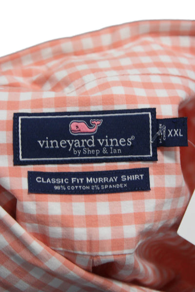 Vineyard Vines Mens Button Down Long Sleeve Orange Check Shirt Size 2XL