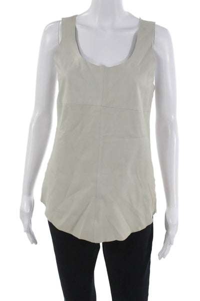 Majestic Filatures Women Beige Linen Basic Scoop Neck Sleeveless Tank Size 2