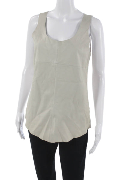 Majestic Filatures Women Beige Linen Basic Scoop Neck Sleeveless Tank Size 2