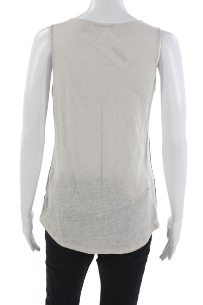 Majestic Filatures Women Beige Linen Basic Scoop Neck Sleeveless Tank Size 2