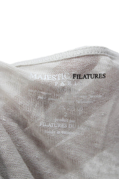 Majestic Filatures Women Beige Linen Basic Scoop Neck Sleeveless Tank Size 2