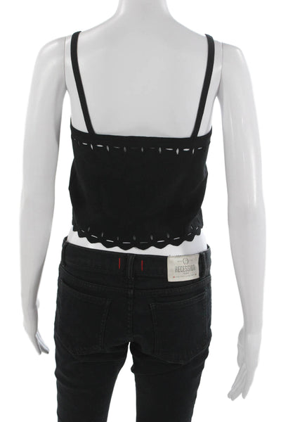 Sandro Womens Camisole Black Square Neck Sleeveless 55% Viscose Size 3