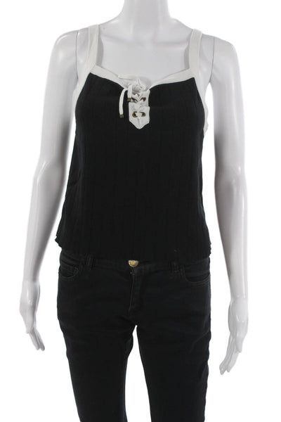Lauren Ralph Lauren Womens Black Basic Tank Square Neck Cotton Top Size L