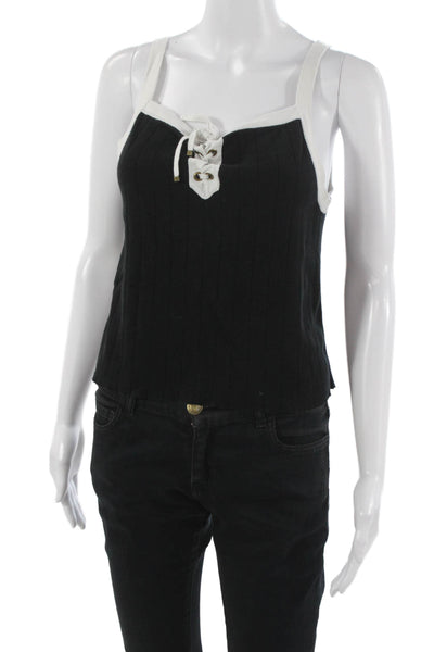 Lauren Ralph Lauren Womens Black Basic Tank Square Neck Cotton Top Size L