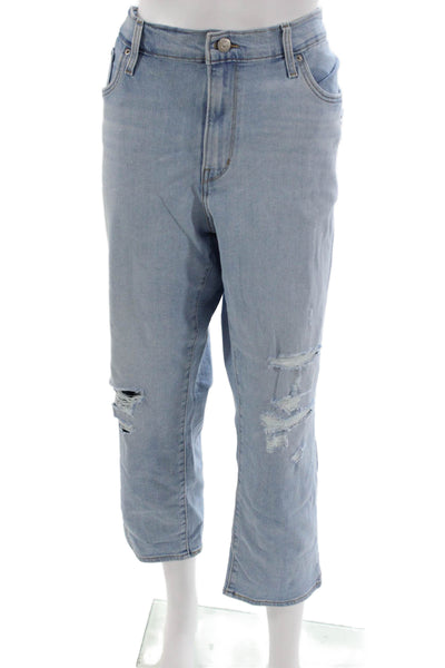 Levis Womens Cropped Mid Rise Blue Cotton Jeans Size 34