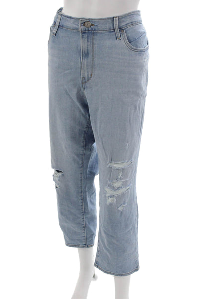 Levis Womens Cropped Mid Rise Blue Cotton Jeans Size 34