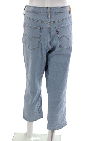 Levis Womens Cropped Mid Rise Blue Cotton Jeans Size 34